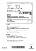 Edexcel A Level History Paper 3&colon; Themes in breadth with aspects in depth Option 36&period;1&colon; Protest&comma; agitation and parliamentary reform in Britain&comma; c1780-1928 Option 36&period;2&colon; Ireland and the Union&comma; c1774-1923 2026