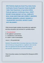 ISDA Pesticide Applicator Exam Prep&comma; Study Guide&comma; &NewLine;Certification Exam& Preparation Study Guide2026                   &NewLine;&vert; Idaho State Department of Agriculture &lpar;ISDA&rpar; &NewLine;Pesticide Applicator Certification Exam &vert;&vert; MOST &NewLine;RECENT EXAM 2026&vert;2027 ACTUAL COMPLET