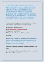 Iv Administering Ceu Questions And Answers &vert; Iv &NewLine;Administration Ceu Study Guide & Practice Test& &NewLine;Actual Exam 2026 &vert;&vert; Most Recent Exam &NewLine;2026&vert;2027 Actual Complete Real Exam &NewLine;Questions And Correct Answers &lpar;Verified &NewLine;Answers&rpar; Already Graded A&plus; &vert; Guarant