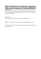 QSP Test Method And Calibration Questions &NewLine;With Correct Answers A&plus; Graded 2026&sol;2027