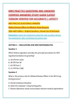 MRO Practice Questions and Answers &lpar;Verified Answers&rpar; Study Guide &lpar;latest version verified for accuracy&rpar; &vert; Latest&excl;&excl;
