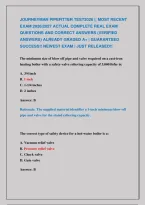 Journeyman Pipefitter Test2026 &vert;&vert; Most Recent &NewLine;Exam 2026&vert;2027 Actual Complete Real Exam &NewLine;Questions And Correct Answers &lpar;Verified &NewLine;Answers&rpar; Already Graded A&plus; &vert; Guaranteed &NewLine;Success&excl;&excl; Newest Exam &vert; Just Released&excl;&excl; 