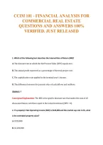 Ccim 101 - Financial Analysis For&NewLine;Commercial Real Estate&NewLine;Questions And Answers 100&percnt;&NewLine;Verified&period; Just Released
