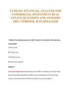 Ccim 101&colon; Financial Analysis For&NewLine;Commercial Investment Real&NewLine;Estate Questions And Answers&NewLine;100&percnt; Verified&period; Just Released