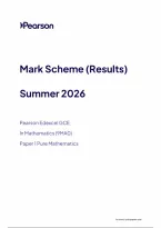 Edexcel A Level Mathematics Paper 1 Pure Mathematics Mark Scheme 2026