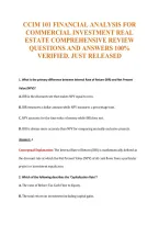 Ccim 101 Financial Analysis For&NewLine;Commercial Investment Real&NewLine;Estate Comprehensive Review&NewLine;Questions And Answers 100&percnt;&NewLine;Verified&period; Just Released