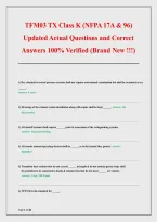TFM03 TX Class K &lpar;NFPA 17A & 96&rpar; &NewLine;Updated Actual Questions and Correct &NewLine;Answers 100&percnt; Verified &lpar;Brand New &excl;&excl;&excl;&rpar; &NewLine; &NewLine;