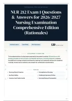 NUR 212 Exam 1 Questions & Answers for 2026&sol;2027 Nursing Examination Comprehensive Edition &lpar;Rationales&rpar;