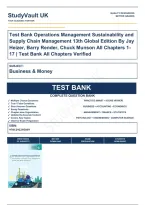 Test Bank Operations Management Sustainability and Supply Chain Management 13th Global Edition By Jay Heizer&comma; Barry Render&comma; Chuck Munson All Chapters 1-17 &vert; Test Bank Verified A&plus; Grade 9781292295039
