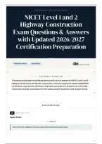 NICET Level 1 and 2 Highway Construction Exam Questions & Answers with Updated 2026&sol;2027 Certification Preparation