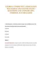 Georgia Community Association&NewLine;Manager &lpar;Cam&rpar; License Exam 1&NewLine;Questions And Answers 100&percnt;&NewLine;Verified&period; Just Released