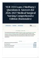 NUR 355 Exam 2 MedSurg 1 Questions & Answers for 2026&sol;2027 Medical Surgical Nursing Comprehensive Edition &lpar;Rationales&rpar;