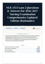 NUR 355 Exam 2 Questions & Answers for 2026&sol;2027 Nursing Examination Comprehensive Updated Edition &lpar;Rationales&rpar;