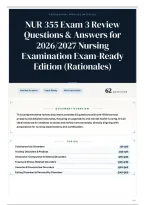 NUR 355 Exam 3 Review Questions & Answers for 2026&sol;2027 Nursing Examination Exam-Ready Edition &lpar;Rationales&rpar;