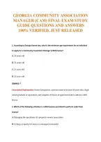 Georgia Community Association&NewLine;Manager &lpar;Cam&rpar; Final Exam Study&NewLine;Guide Questions And Answers&NewLine;100&percnt; Verified&period; Just Released