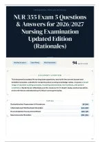 NUR 355 Exam 5 Questions & Answers for 2026&sol;2027 Nursing Examination Updated Edition &lpar;Rationales&rpar;