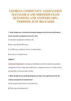 Georgia Community Association&NewLine;Manager &lpar;Cam&rpar; Midterm Exam&NewLine;Questions And Answers 100&percnt;&NewLine;Verified&period; Just Released