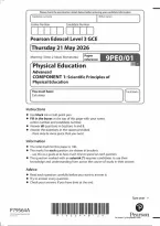 Edexcel A Level Physical Education Paper 1&colon; Scientific Principles of Physical Education 2026