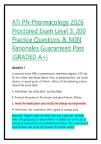 ATI PN Pharmacology 2026 Proctored Exam Level 3&colon; 200 Practice Questions & NGN Rationales Guaranteed Pass &lpar;GRADED A&plus;&rpar;