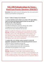 NSG 3280 Pathophysiology for Nurses &ndash; &NewLine;Final Exam Practice Questions &lpar;2026&sol;2027&rpar; 