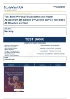 Test Bank Physical Examination and Health Assessment 8th Edition By Carolyn Jarvis &vert; Test Bank Verified A&plus; Grade 9780323510806