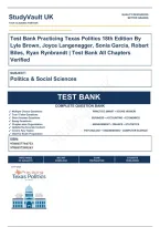 Test Bank Practicing Texas Politics 18th Edition By Lyle Brown&comma; Joyce Langenegger&comma; Sonia Garcia&comma; Robert Biles&comma; Ryan Rynbrandt &vert; Test Bank Verified A&plus; Grade 9780357505243