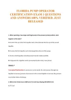 Florida Pump Operator&NewLine;Certification Exam 1 Questions&NewLine;And Answers 100&percnt; Verified&period; Just&NewLine;Released