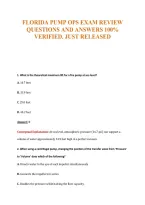 Florida Pump Ops Exam Review&NewLine;Questions And Answers 100&percnt;&NewLine;Verified&period; Just Released