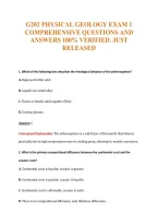 G202 Physical Geology Exam 1&NewLine;Comprehensive Questions And&NewLine;Answers 100&percnt; Verified&period; Just&NewLine;Released