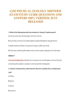 G202 Physical Geology Midterm&NewLine;Exam Study Guide Questions And&NewLine;Answers 100&percnt; Verified&period; Just&NewLine;Released