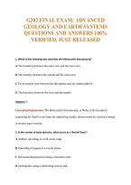 G202 Final Exam&colon; Advanced&NewLine;Geology And Earth Systems&NewLine;Questions And Answers 100&percnt;&NewLine;Verified&period; Just Released