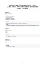Relativity One Certified Pro Study Guide Latest Actual Exam With Verified Questions & Correct Answers&NewLine;&NewLine;