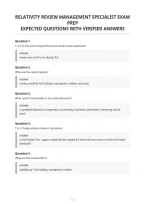 Relativity Review Management Specialist Exam&NewLine;Prep&NewLine;Expected Questions With Verified Answers