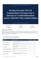 Herzing University NSG 122 Fundamentals of Nursing Exam 4 Questions & Verified Rationalized Answers 2026&sol;2027 Fully Updated Edition