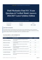 Fluid Mechanics Final M C Exam Questions & Verified Model Answers 2026&sol;2027 Latest Syllabus Edition