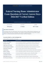 Federal Nursing Home Administrator Exam Questions & Correct Answer Keys 2026&sol;2027 Verified Edition
