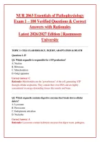 NUR 2063 Essentials of Pathophysiology &NewLine;Exam 1 &ndash; 100 Verified Questions & Correct &NewLine;Answers with Rationales &NewLine;Latest 2026&sol;2027 Edition &vert; Rasmussen &NewLine;University 