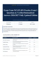 Exam Cram NCLEX RN Practice Exam 1 Questions & Verified Rationalized Answers 2026&sol;2027 Fully Updated Edition