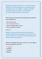 Montgomery College Biol 150 Final Exam &vert; Actual Exam 2026 &vert;&vert;           &NewLine;Most Recent Exam 2026&vert;2027 Actual Complete Real                       &NewLine;Exam Questions And Correct Answers &lpar;Verified                  &NewLine;Answers&rpar; Already Graded A&plus; &vert; Guaranteed       