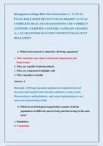 Montgomery College Biol 150 Lecture Exam 1 &vert; Actual            &NewLine;Exam 2026 &vert;&vert; Most Recent Exam 2026&vert;2027 Actual &NewLine;Complete Real Exam Questions And Correct &NewLine;Answers &lpar;Verified Answers&rpar; Already Graded &NewLine;A&plus; &vert; Guaranteed Success&excl;&excl; Newest Exam &vert; Just &NewLine;Release