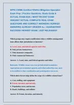 Nfpa Cwms Certified Wildfire Mitigation Specialist &NewLine;Exam Prep &vert; Practice Questions&comma; Study Guide & &NewLine;Actual Exam 2026 &vert;&vert; Most Recent Exam &NewLine;2026&vert;2027 Actual Complete Real Exam &NewLine;Questions And Correct Answers &lpar;Verified &NewLine;Answers&rpar; Already Graded A&plus; &vert; Guaran