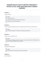 Shadow Health Health History Frequently&NewLine;Tested Actual Exam Questions With Correct&NewLine;Answers