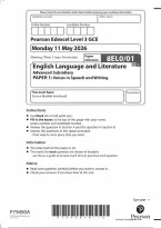 Edexcel AS Level English Language and Literature Paper 1&colon; Voices in Speech and Writing 2026