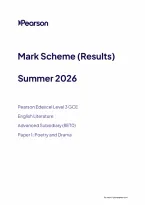 Edexcel AS Level English Literature Paper 1&colon; Poetry and Drama Mark Scheme 2026