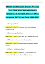 NREMT Certification Exam &vert; Practice &NewLine;Test Bank with Multiple-Choice &NewLine;Questions & Verified Answers PDF &vert; &NewLine;Complete EMT Exam Prep 2026&ndash;2027
