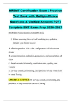 NREMT Certification Exam &vert; Practice &NewLine;Test Bank with Multiple-Choice &NewLine;Questions & Verified Answers PDF &vert; &NewLine;Complete EMT Exam Prep 2026&ndash;2027 