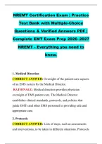 NREMT Certification Exam &vert; Practice &NewLine;Test Bank with Multiple-Choice &NewLine;Questions & Verified Answers PDF &vert; &NewLine;Complete EMT Exam Prep 2026&ndash;2027 &NewLine;NREMT - Everything you need to &NewLine;know&period; 