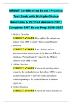 NREMT Certification Exam &vert; Practice &NewLine;Test Bank with Multiple-Choice &NewLine;Questions & Verified Answers PDF &vert; &NewLine;Complete EMT Exam Prep 2026&ndash;2027 