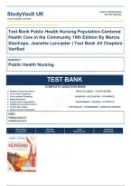 Test Bank Public Health Nursing Population-Centered Health Care in the Community 10th Canadian Edition By Marcia Stanhope&comma; Jeanette Lancaster &vert; Test Bank Verified A&plus; Grade 9780323582247&NewLine;