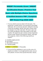 NREMT Paramedic Exam &vert; NREMT &NewLine;Certification Exam &vert; Practice Test &NewLine;Bank with Multiple-Choice Questions &NewLine;& Verified Answers PDF &vert; Complete &NewLine;EMT Exam Prep 2026&ndash;2027 